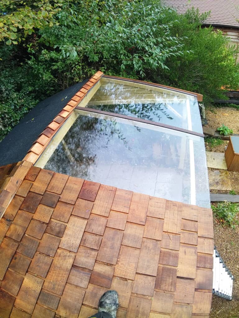 Principle Carpentry - Cedar Shingle & Glazed Roof