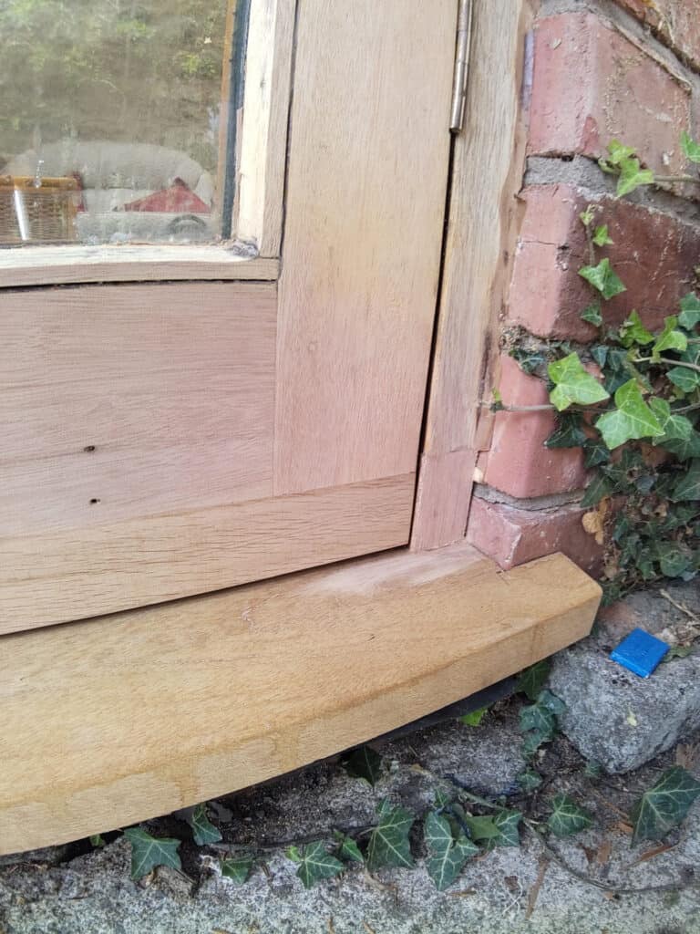 Principle Carpentry - Tudor House Restoration - New sill & Patches