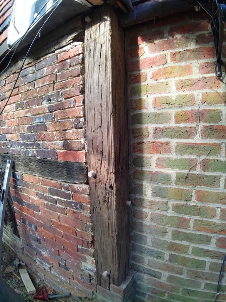 Principle Carpentry - Tudor House Restoration - Replacement Post Fitted